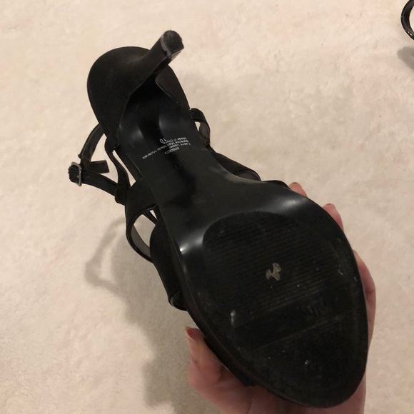 Black satin strappy heels - Picture 4 of 5